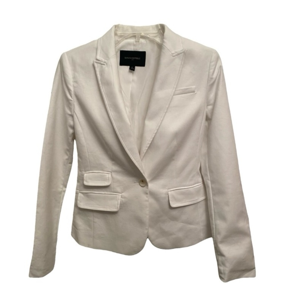 Banana Republic White Tailored Single-Button Blazer